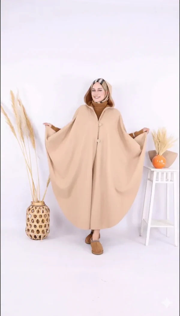Ch 591 CleverClother Long hooded Button Windbreaker Cloak