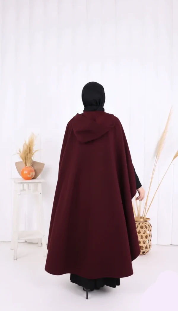 Ch 591 CleverClother Long hooded Button Windbreaker Cloak