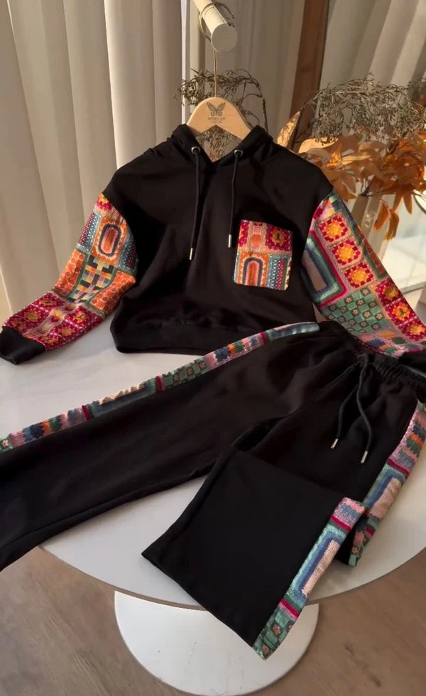 CH-597 Ethnic Print Fleece Co-ord Set For Women’s -CLEVERCLOTHER