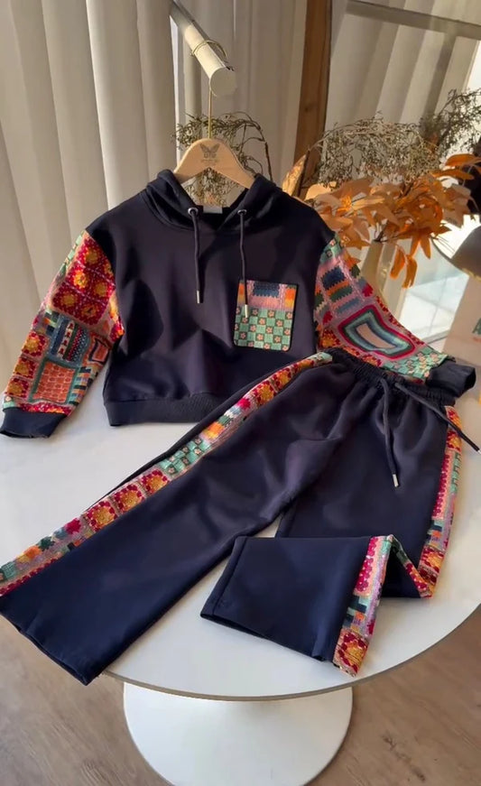 CH-597 Ethnic Print Fleece Co-ord Set For Women’s -CLEVERCLOTHER