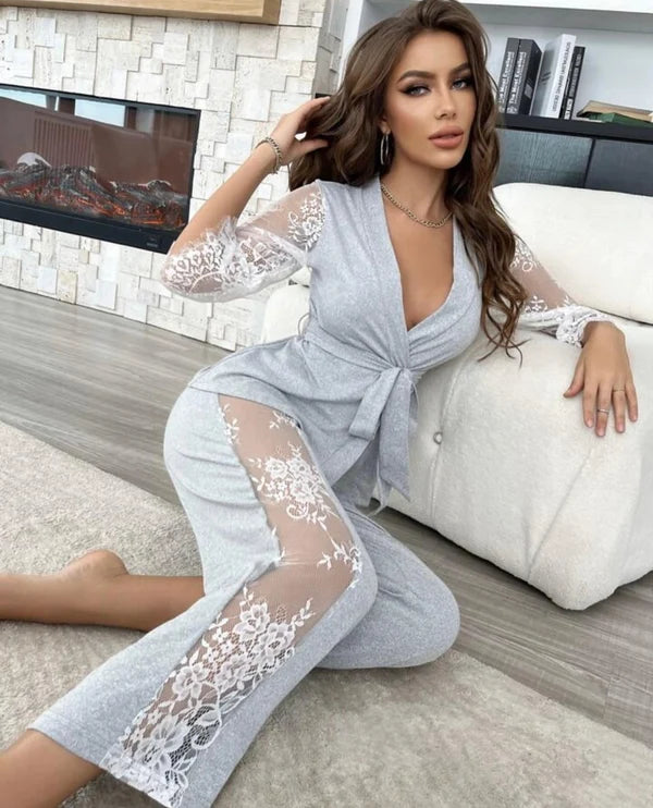 P-74 | Lace Whisper 2-Piece Elegance Set -CLEVERCLOTHER