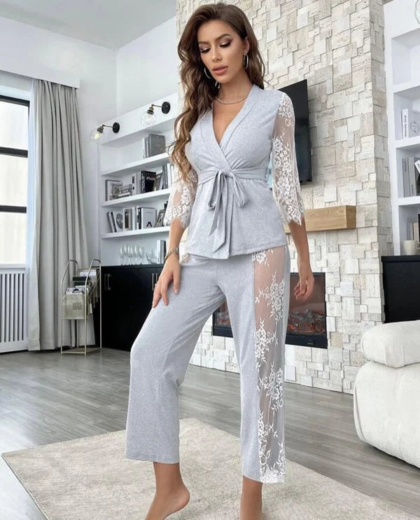 P-74 | Lace Whisper 2-Piece Elegance Set -CLEVERCLOTHER