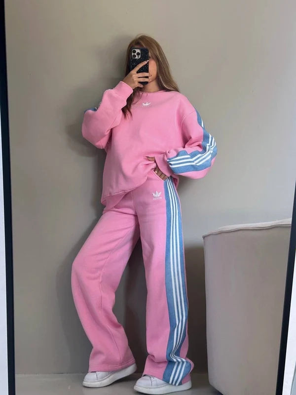CH 615 - Side Stripe Printed Tracksuit -CLEVERCLOTHER