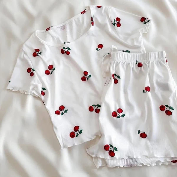 CH 6039 Printed Cherries Top & Boxer Set |CLEVERCLOTHER