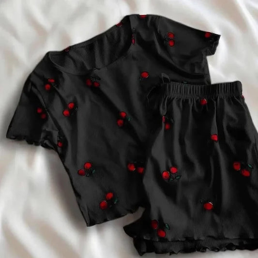 CH 6039 Printed Cherries Top & Boxer Set |CLEVERCLOTHER