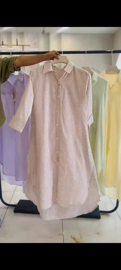 Ch 6110 Luna Stripe Long Shirt CLEVERCLOTHER