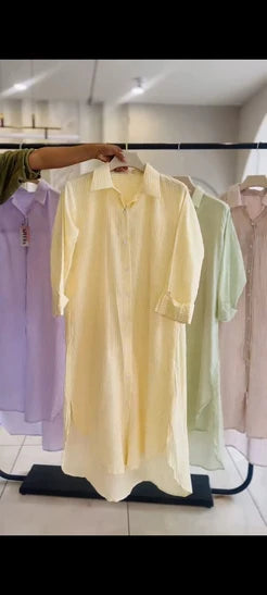 Ch 6110 Luna Stripe Long Shirt CLEVERCLOTHER