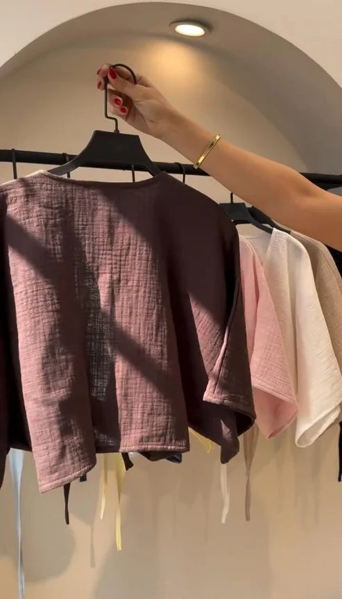 CH 6118 Blush Linen-Style Shirt --  CLEVERCLOTHER