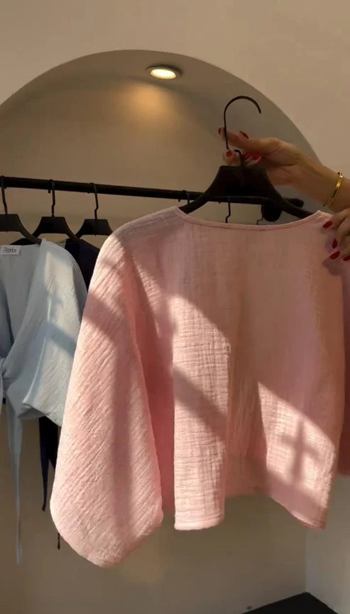 CH 6118 Blush Linen-Style Shirt --  CLEVERCLOTHER