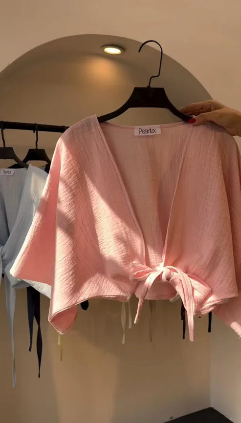 CH 6118 Blush Linen-Style Shirt --  CLEVERCLOTHER