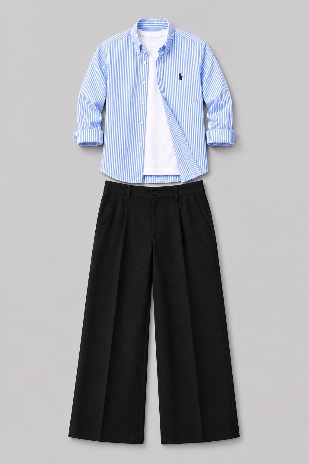Men’s Casual Striped Shirt & Wide-Leg Trouser Set li 165