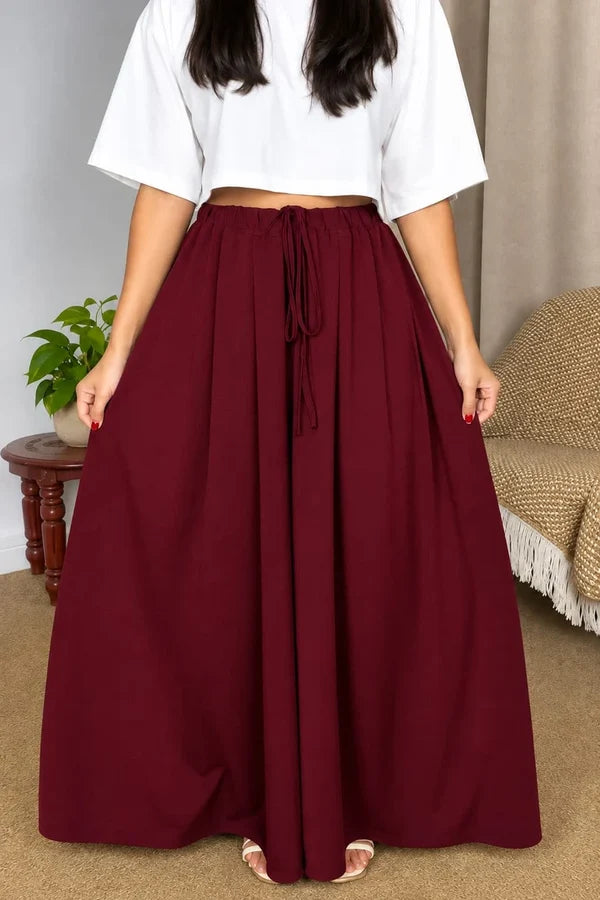 CH - 6136 - Chic Elastic-Waist Flare Trousers |Cleverclother