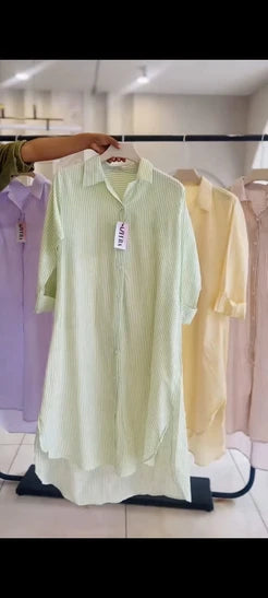 Ch 6110 Luna Stripe Long Shirt CLEVERCLOTHER