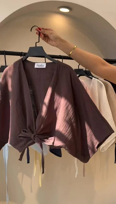 CH 6118 Blush Linen-Style Shirt --  CLEVERCLOTHER