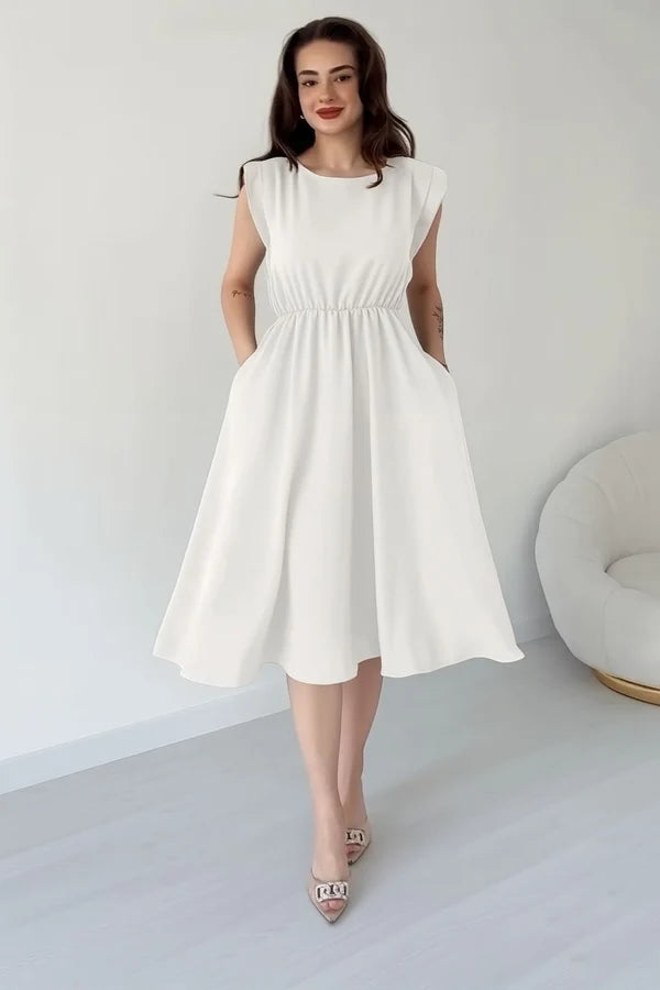 CH 566 Sleeveless Flared Midi Dress |Cleverclother