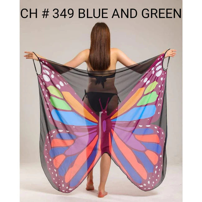 Butterfly Breeze Wrap Summer Beach Cover Up ch 349 D 1 pink and blue