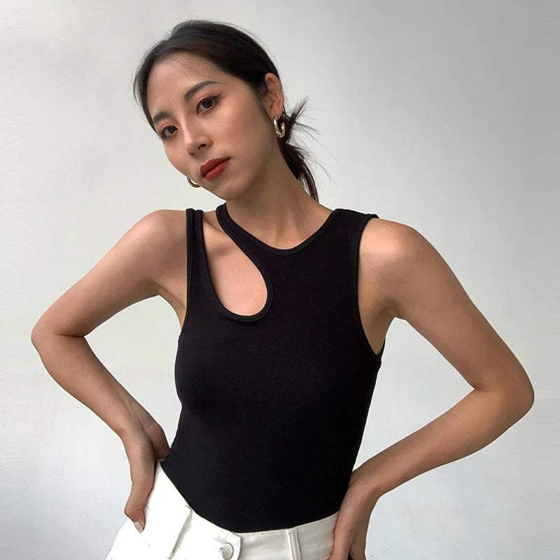 Women Casual Cut Out Camiseta Slim Fit Sleeveless Top CH # 339