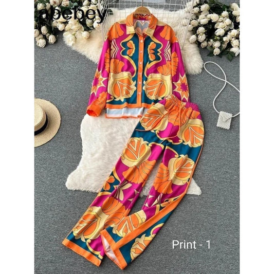 Ch # 353 - 2023 Fashion Print Elegant Women's Set Elastic Waist Straight 2 Piece Pajamas Set Casual Chic Youth Vacation Home Suit Print