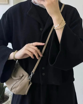 CH 608 Cleverclother 2 Pcs Winter Outfit Long Frock With Upper Fleece Jacket