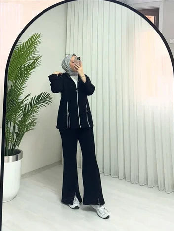 CH-601 CleverClother Bootcup Zipper Hooded Style Co-Ord Set