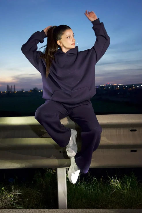 CH 609 -GlitterBlend Fleece Tracksuit -CLEVERCLOTHER