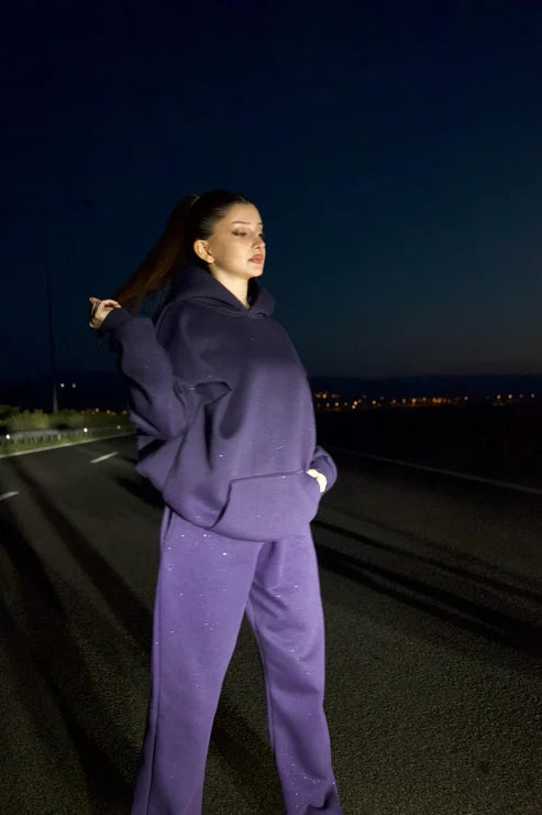 CH 609 -GlitterBlend Fleece Tracksuit -CLEVERCLOTHER