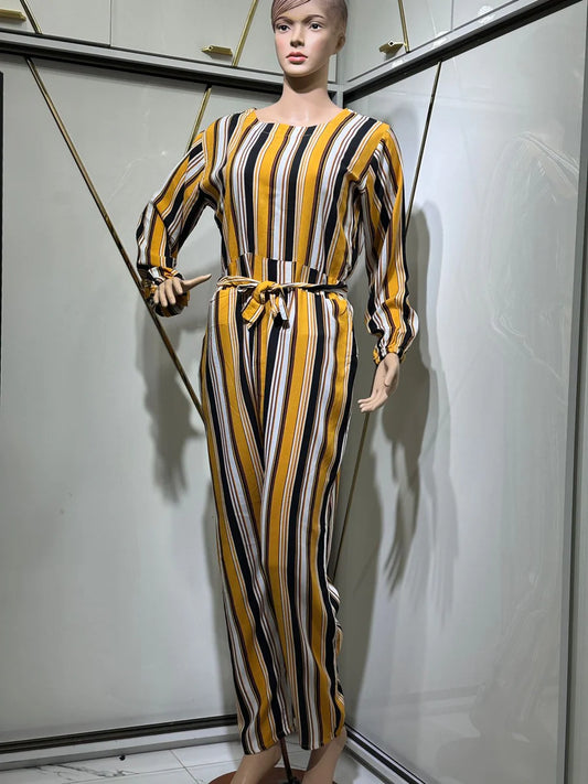 Cc Stripes Style Linen Jumpsuit LY-100