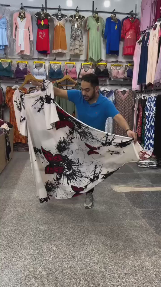 CH 554 Butterfly Printed A-Line Long Frock