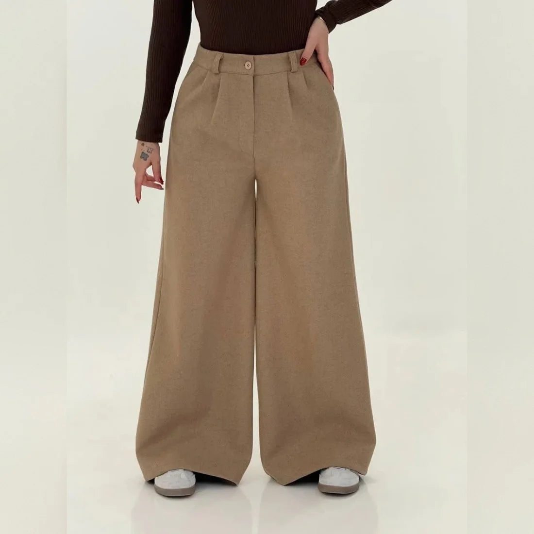 CH 595- Fleece Wide-Leg Pants -CleverClother