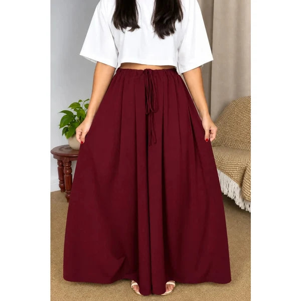 CH - 6136 - Chic Elastic-Waist Flare Trousers |Cleverclother