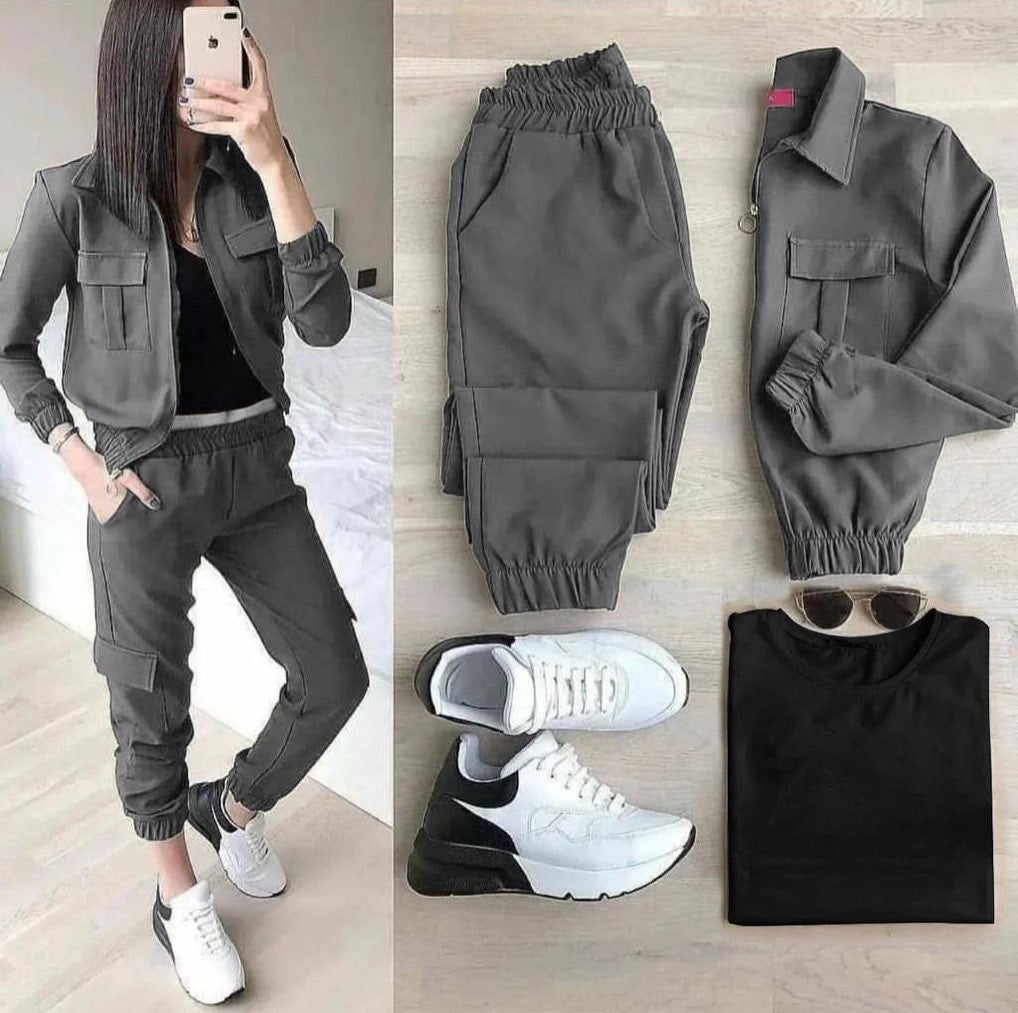 3 Pcs Winter Pocket Style Tracksuit LY-0011