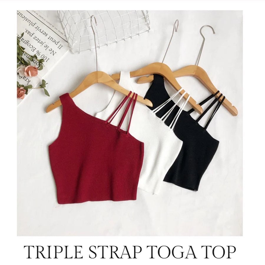 Cc PACK OF 3 TRIPLE STRAPS TOGA CROP TOPS CH # 312