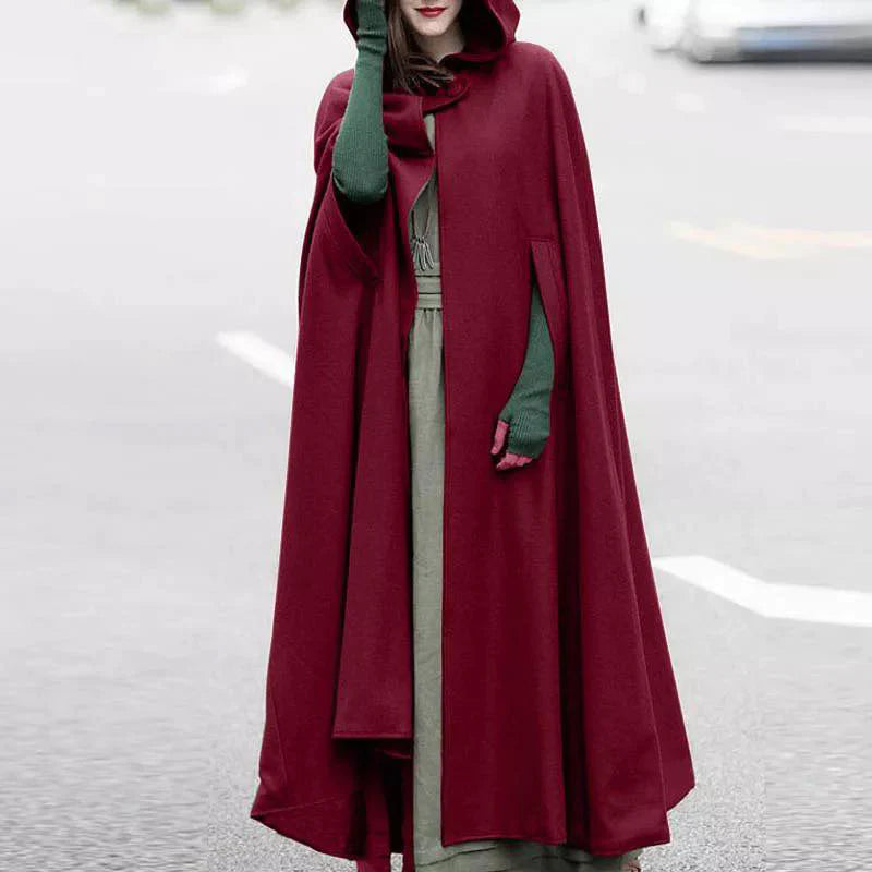 Cc WOMEN STYLISH LONG CAPE CLOAK HOODED COAT AUTUMN HOODIES PONCHO WARM COSPLAY OUTWEAR WINDBREAKER CH # 330