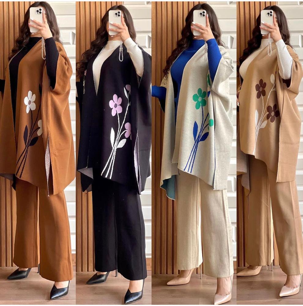 Cc READY TO WEAR WINTER 3 PIECE FLEECE SUIT CAPE SHAWL HIGH NECK & TROUSER CH # 328